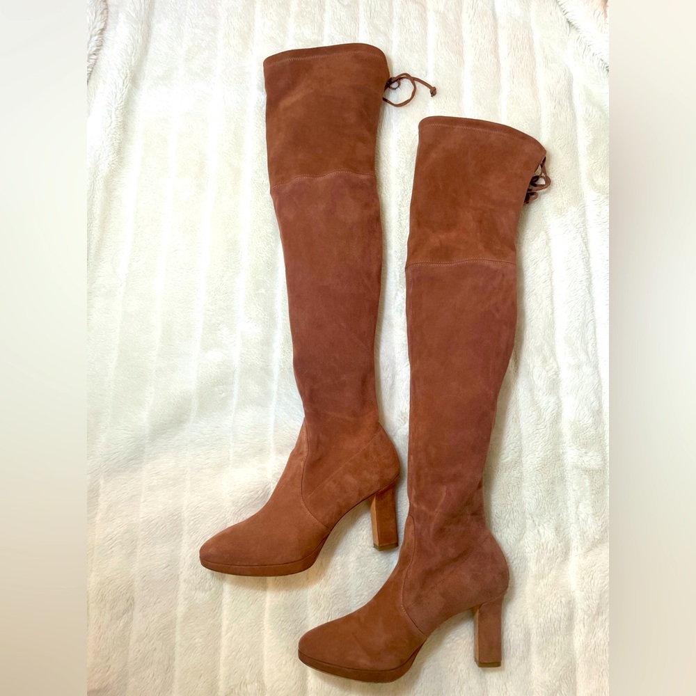 Stuart Weitzman Ledyland cappuccino suede over the knee boots